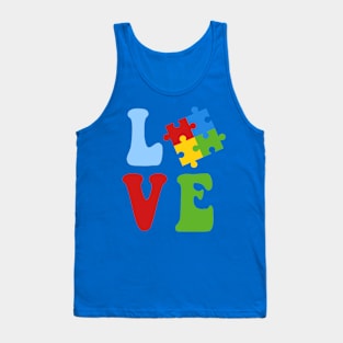 Love written with puzzle piece for autism awareness Tank Top